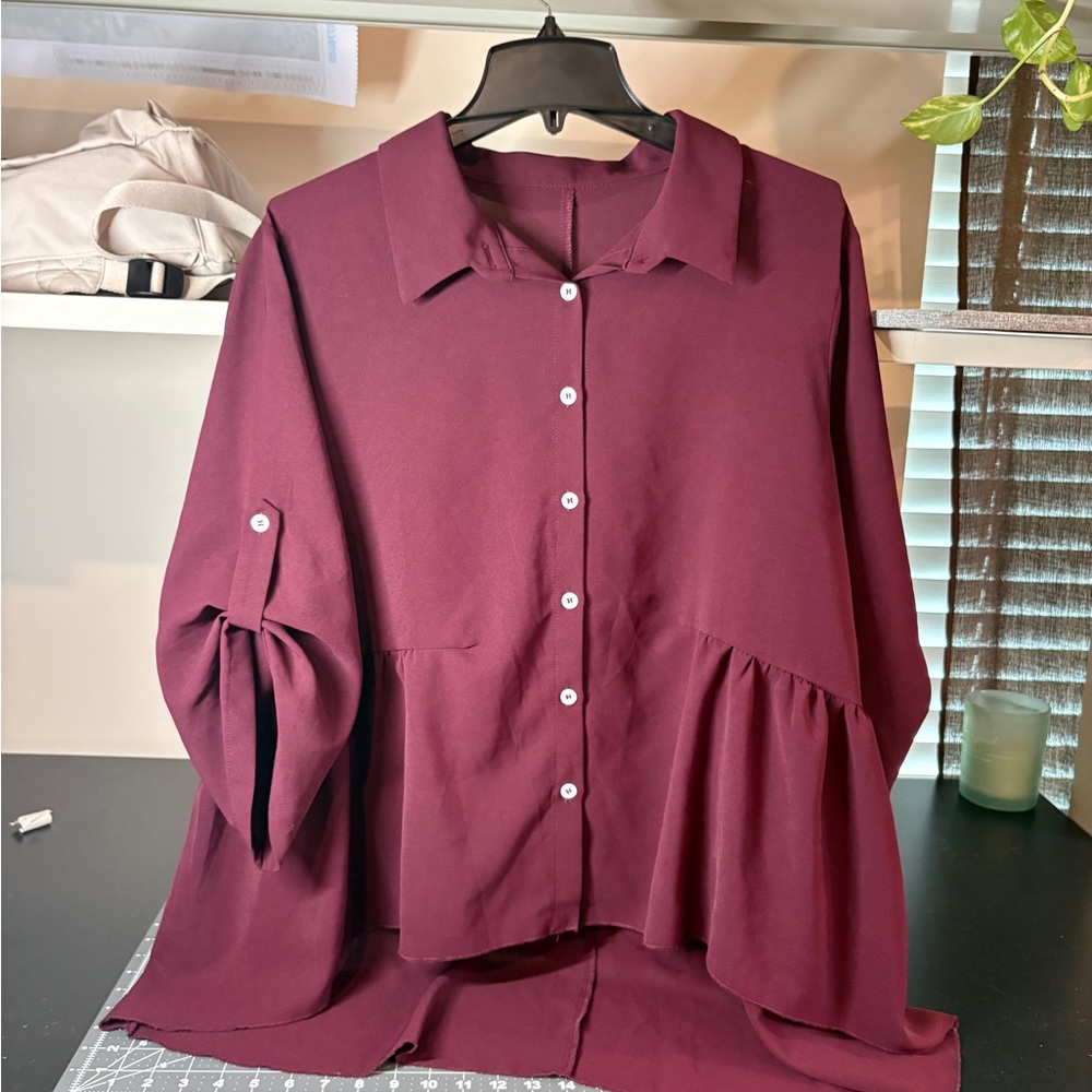 Elegant Burgundy Women's High-Low Top